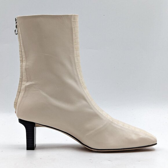 Aeyde Women Molly Paneled Smooth Ivory Leather Croc Print Ankle Boots 11US EUR41 - Picture 9 of 12